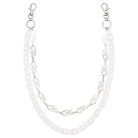 Silvertone Flames and Clear Chain Layered Wallet Chain