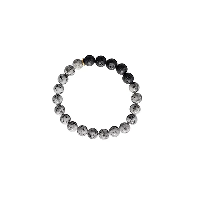 Black and White Magnesite Stone Beaded Bracelet