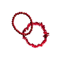 Multi-Pack Red Garnet Stone Beaded Bracelets - 2 Pack
