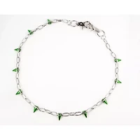 Green Spiked Silver-Tone Wallet Chain