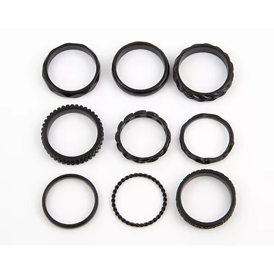 Multi-Pack Black Molded Rings - 9 Pack