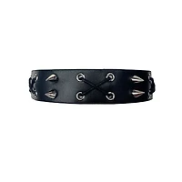 Cross Cord and Spiked Faux Leather Choker Necklace