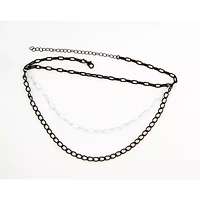 3 Row Black and White Chain Choker Necklace