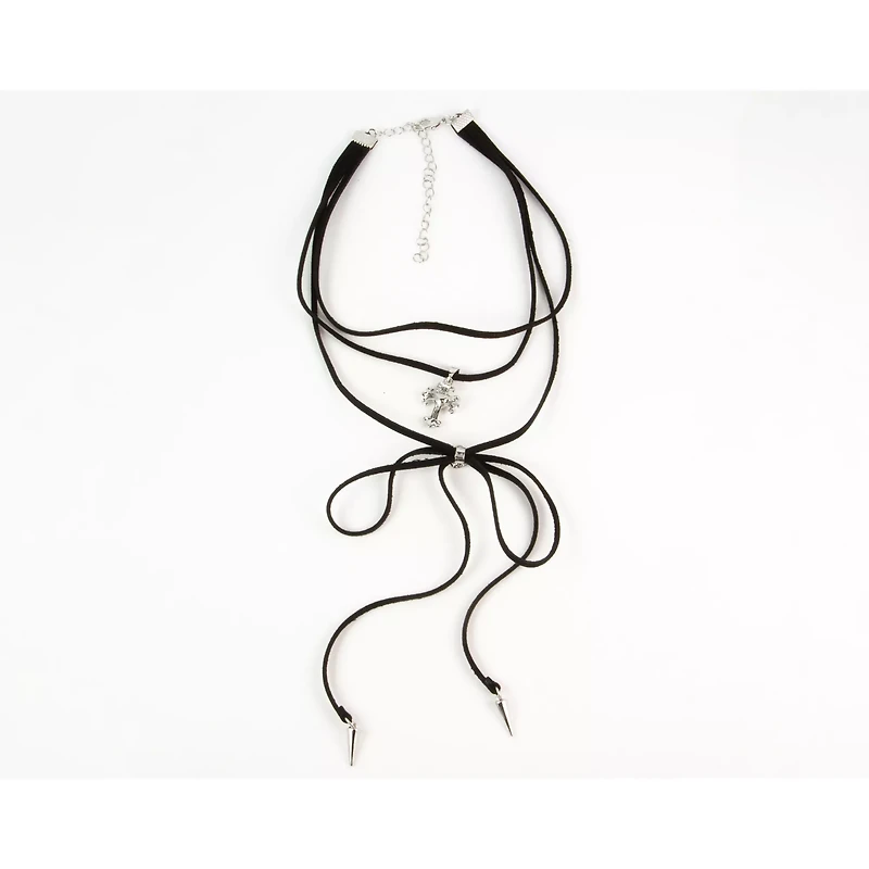 Cross Rose Bow Dangle Choker Necklace