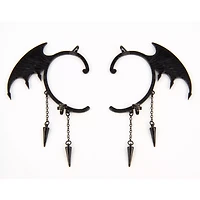 Purple Bat Wing Dangle Ear Cuffs