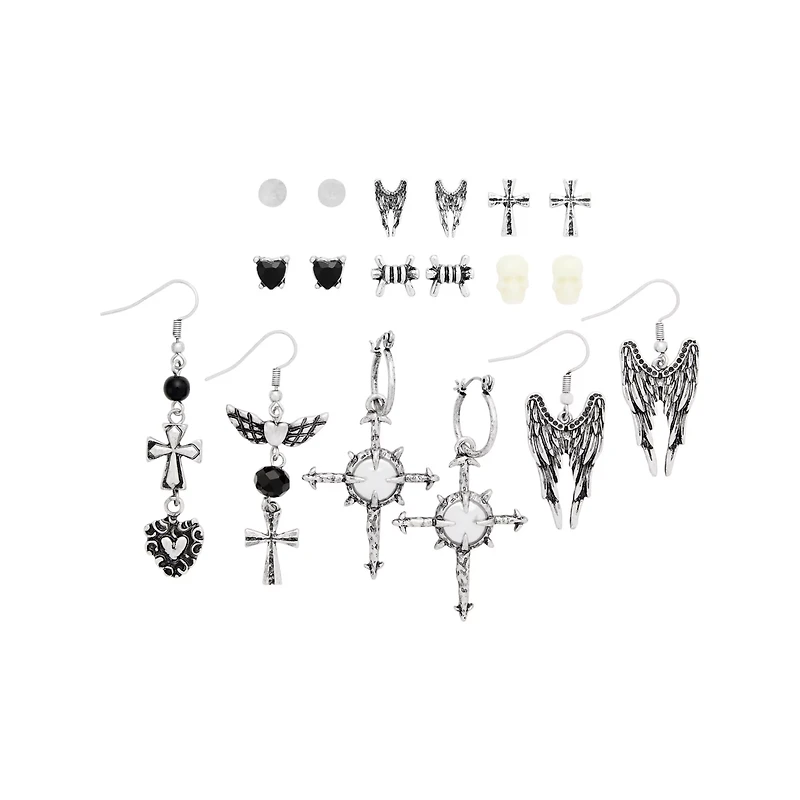 Multi-Pack Fallen Angel Stud and Dangle Earrings - 9 Pairs