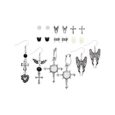 Multi-Pack Fallen Angel Stud and Dangle Earrings - 9 Pairs