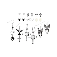 Multi-Pack Fallen Angel Stud and Dangle Earrings - 9 Pairs