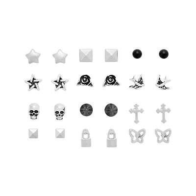 Multi-Pack Punk Star Stud Earrings - 12 Pack