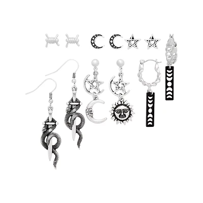 Multi-Pack Moon Phases Stud and Dangle Earrings - 6 Pairs