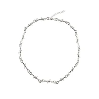 Barbed Wire Silver-Tone Chain Necklace