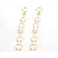 Multi-Pack Pearl-Effect Gold-Tone Ear Cuffs - 6 Pair