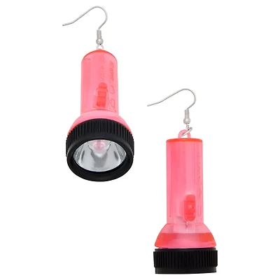 Pink Flashlight Dangle Earrings