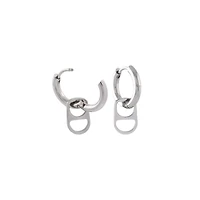 Soda Tab Silver-Tone Dangle Huggie Hoop Earrings - 18 Gauge