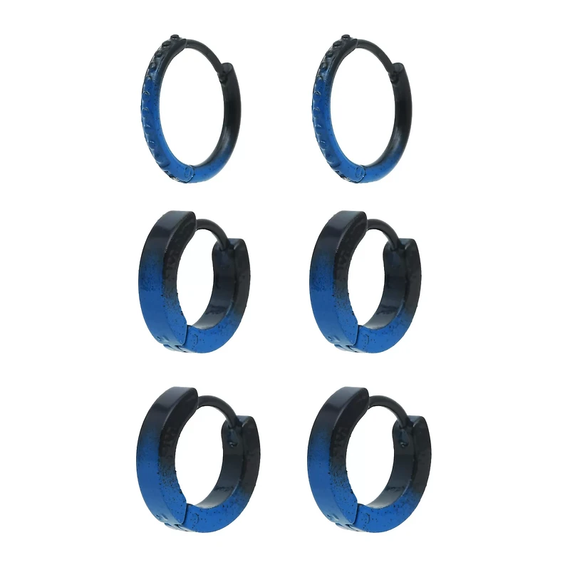 Multi-Pack and Black Ombre Huggie Hoop Earrings 3 Pack