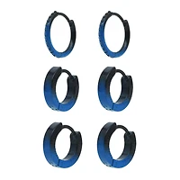 Multi-Pack and Black Ombre Huggie Hoop Earrings 3 Pack