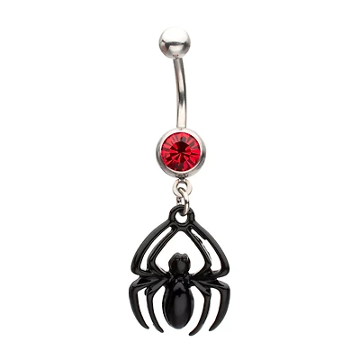 Red CZ Spider-Man Dangle Belly Ring 14 Gauge - Marvel