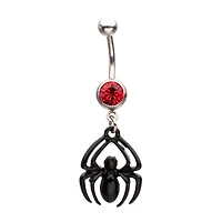 Red CZ Spider-Man Dangle Belly Ring 14 Gauge - Marvel