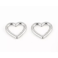 Heart Silver-Tone Hoop Ear Hangers