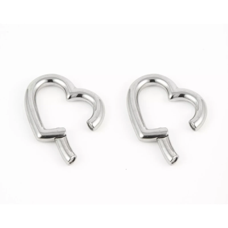 Heart Silver-Tone Hoop Ear Hangers