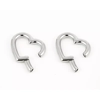 Heart Silver-Tone Hoop Ear Hangers