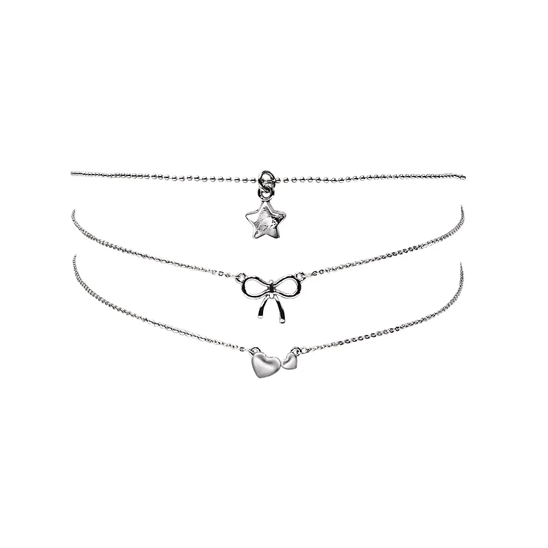 Multi-Pack Charm Silver-Tone Necklaces - 3 Pack