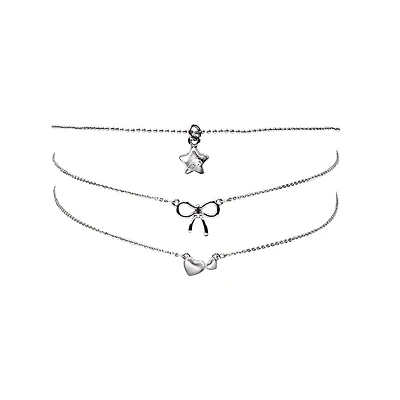 Multi-Pack Charm Silver-Tone Necklaces - 3 Pack