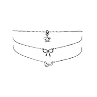 Multi-Pack Charm Silver-Tone Necklaces - 3 Pack