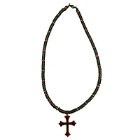Black and Red Beaded Cross Necklace
