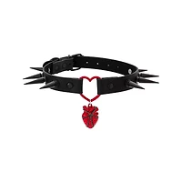 Spiked Anatomical Heart Choker Necklace