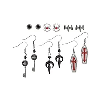 Multi-Pack Crimson Crypt Stud and Dangle Earrings - 6 Pairs