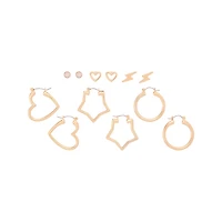 Multi-Pack Gold-Tone Heart and Star Mixed Earrings - 6 Pair
