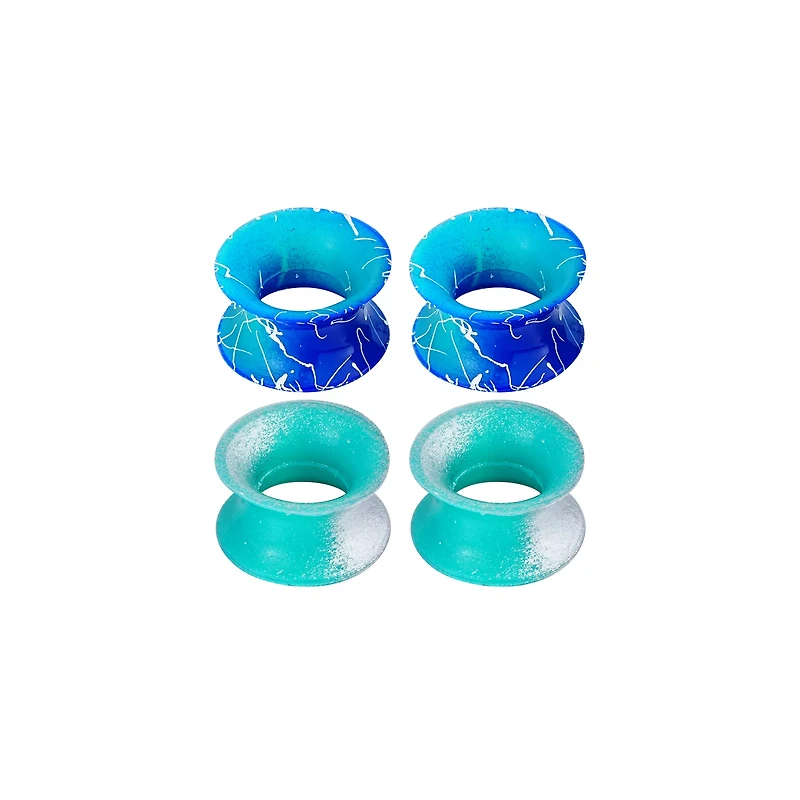 Multi-Pack Teal and White Splatter Tunnels - 2 Pair