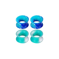 Multi-Pack Teal and White Splatter Tunnels - 2 Pair