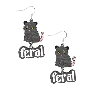 Feral Possum Dangle Earrings - 18 Gauge