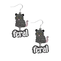 Feral Possum Dangle Earrings - 18 Gauge