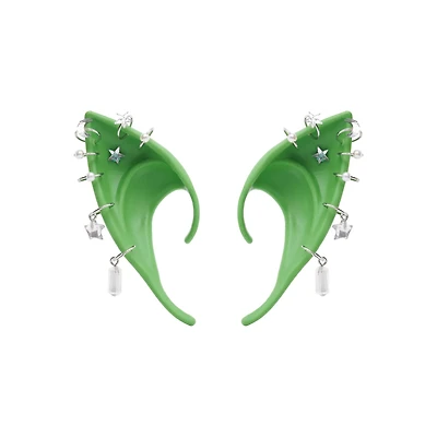 Green Celestial Pierced Elf Ear Cuffs