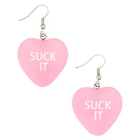 Suck It Heart Lollipop Dangle Earrings