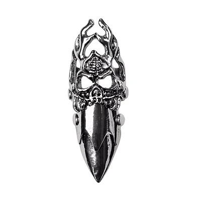 Flaming Skull Drip Silver-Tone Finger Armor
