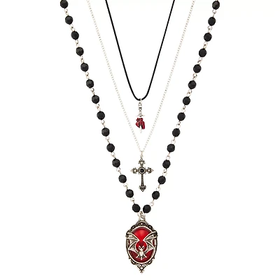 Multi-Pack Bat Cross and Dagger Chain Necklaces - 3 Pack