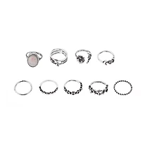 Multi-Pack Opal-Effect Celestial Silver-Tone Rings - 9 Pack