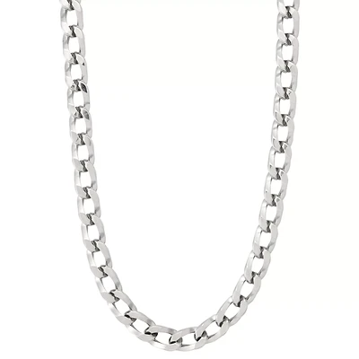 Silver-Tone Cuban Link Chain Necklace
