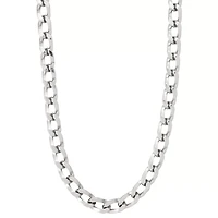 Silver-Tone Cuban Link Chain Necklace