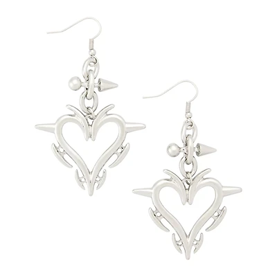 Cyber Heart Dangle Earrings