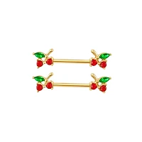CZ Cherry Nipple Barbells - 14 Gauge