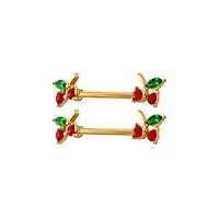 CZ Cherry Nipple Barbells - 14 Gauge