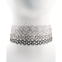 Multi-Pack Black White Ombre Tattoo Choker Necklaces - 5 Pack