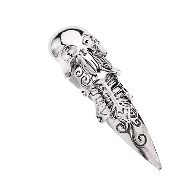 Skull Ribs Silver-Tone Finger Armor