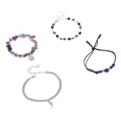 Multi-Pack Amethyst-Effect Celestial Bracelets - 4 Pack