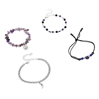 Multi-Pack Amethyst-Effect Celestial Bracelets - 4 Pack